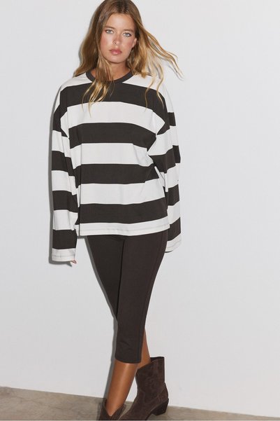 Striped Boxy Long-Sleeved T-Shirt
