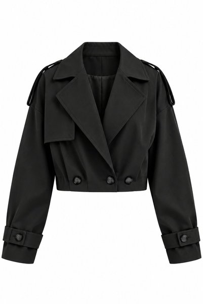 Black Pleated Crop Jacket - 2Y4199