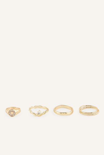 Women's Stone and Textured 5-Piece Ring Set I8784Axns