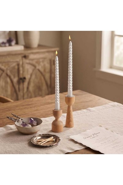 Deco Bow 2-Piece Candlestick Candle - - 25 cm