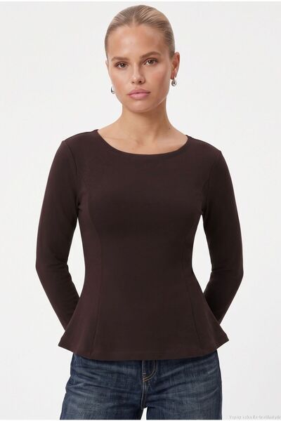 Women's Runa New Premium Bitter Brown Peplum Blouse