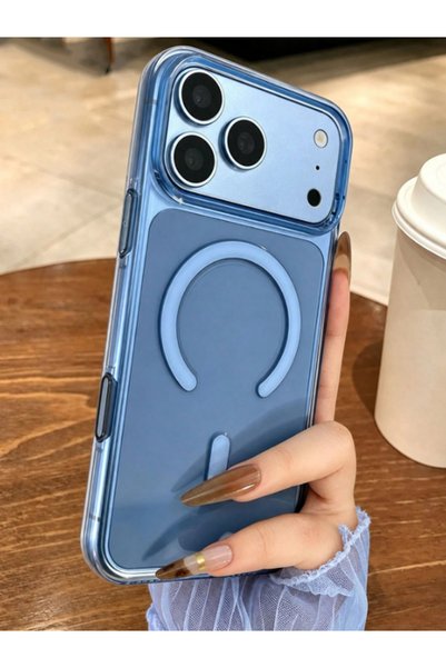[Premium Non-Yellowing] iPhone 17 Pro Max / 18 Pro Max Compatible Ic Animated Magsafe Supported Crystal Blue Transparent Hard Mica Slim Fit Case