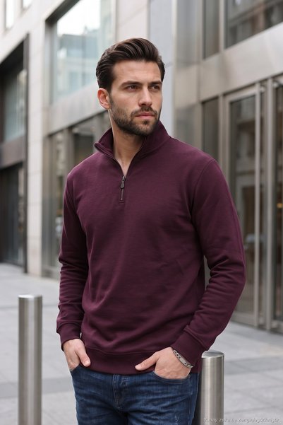Cotton Soft Textured Half Zipper Stand Collar Sweater Men's Sweater 5906105
