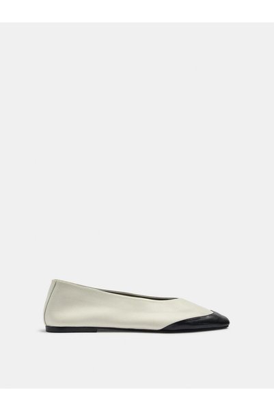 Women's Contrast Color Leather Ballerinas
