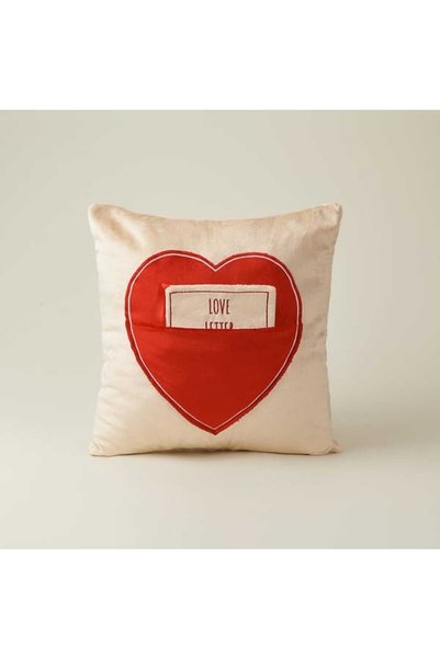 Soft Love Letter Throw Pillow - Beige - 45X45 cm