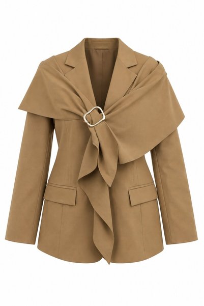 Polyviscon Jacket with Caramel Brooch and Shawl - 2Y9707