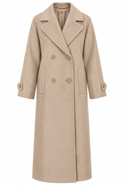 Mink Double-Breasted Collared Cashmere Coat - 9678