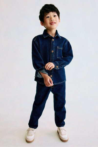Cotton Blend Tapered Jeans
