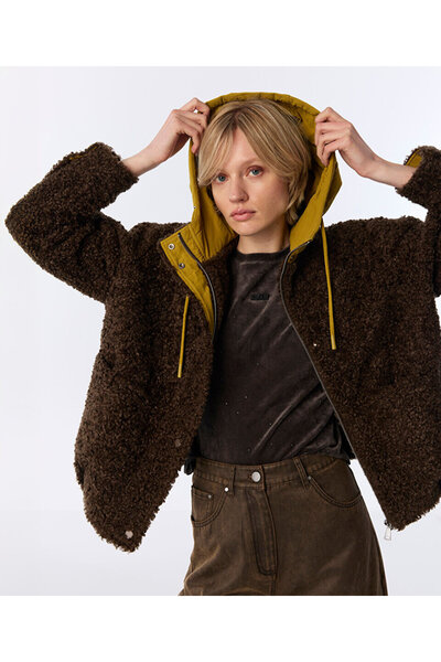 Contrast Hooded Bomber Jacket