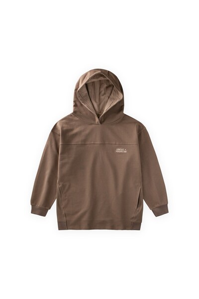 Hooded Sweatshirt with Pockets, Ages 8-12, Mink