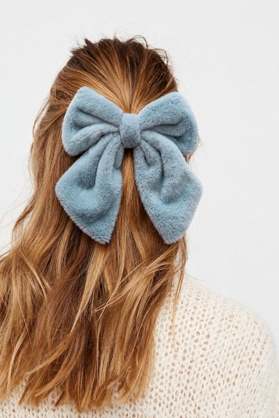 Plush Bow Fluffy Automatic Buckle Blue