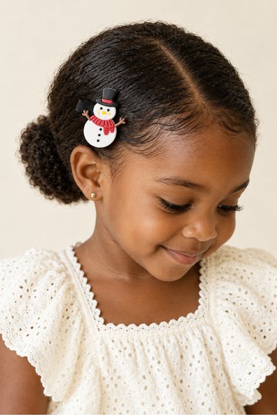 Girl's 2-Piece Christmas Brooch with Snowman Figure