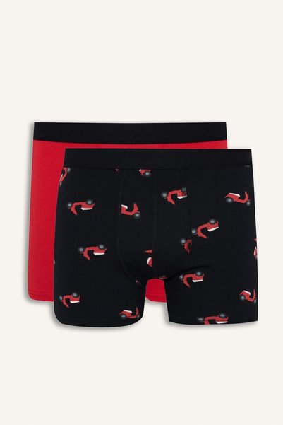 Regular Fit Figure Patterned 2-Piece Boxer with Elastic Waist I4645Ax26Au