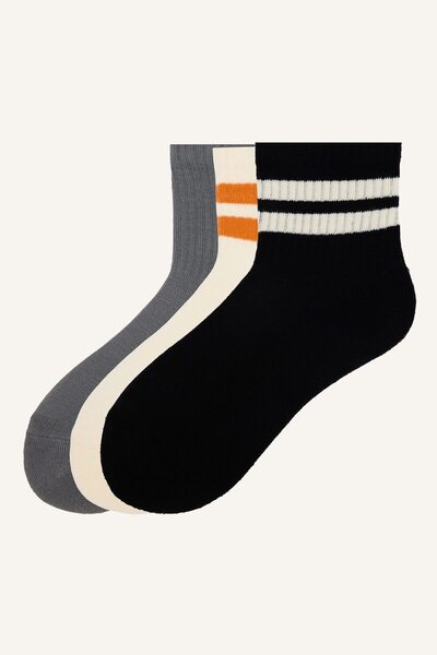 3-Piece Striped Ribbed Cotton Winter Socks for Boys I6829A8Ns