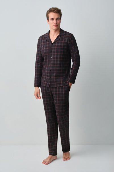 James Men's Cotton Shirt Collar Pajama Set