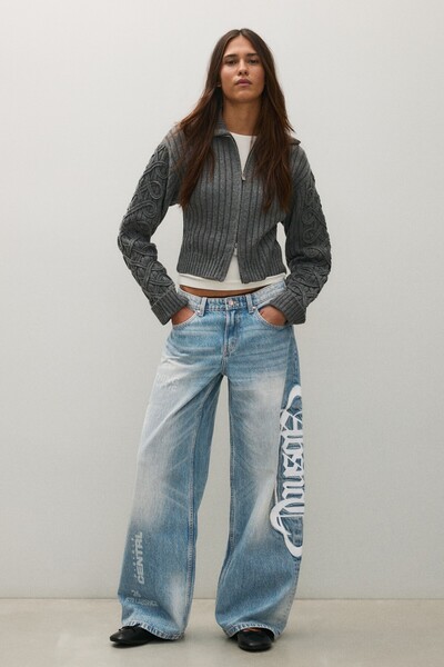 Patched and Washable, High-Waisted, Baggy Fit Jeans