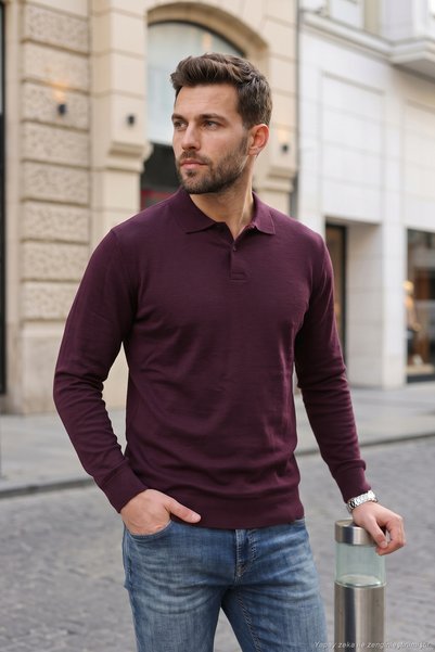 Cotton Regular Fit Soft Textured Buttoned Polo Collar Sweater Men's Polo Collar Sweater 5906103