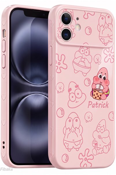 iPhone 11 Case Patrick Pattern Flexible Silicone Phone Case with Camera Protection and Heart Detail