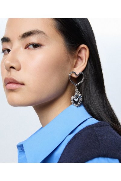 Asymmetric Earrings with Hearts