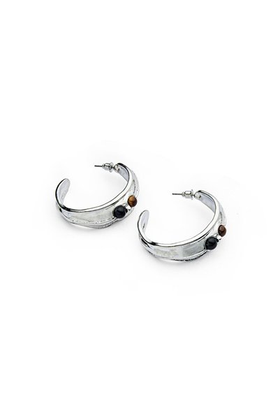 Contrast Beaded Hoop Earrings