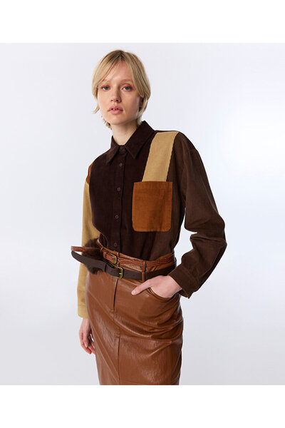 Colorblock Velvet Shirt