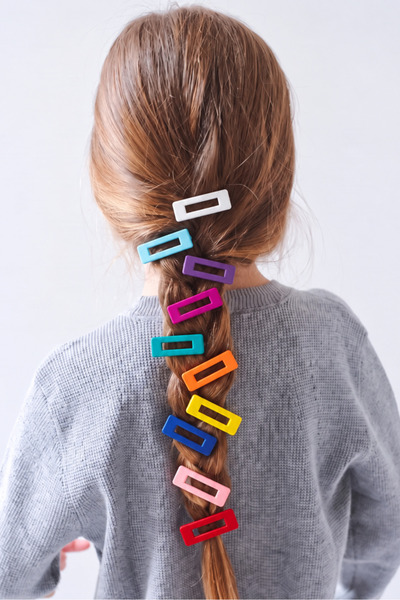 Girl's 10-piece multicolor rectangle hair clip set