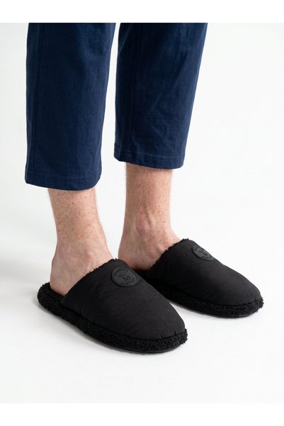 Men's Black Home Slippers New Logo