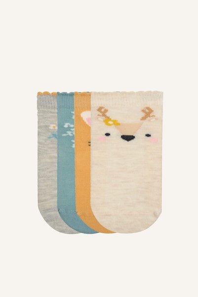 4-Piece Cotton Figured Long Socks for Baby Girl I8474A5Ns