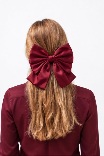 Large Bowknot Automatic Buckle Clasp Claret Red