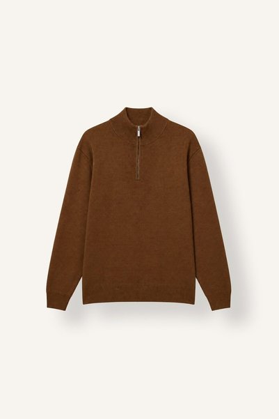 Standard Fit Regular Cut High Collar Half Zipper Basic Plain Knitwear Sweater A5184Ax26Au