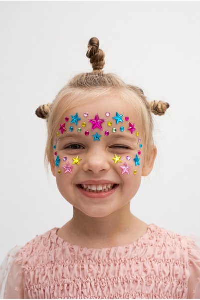 Girl's Multi-Colored Star Face and Body Sticker