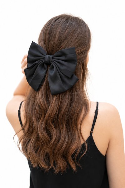 Large Bowknot Automatic Buckle Black