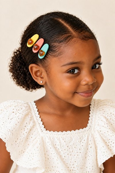 Girl's Multi-Colored 3-Piece Oval Buckle with Heart Accessories