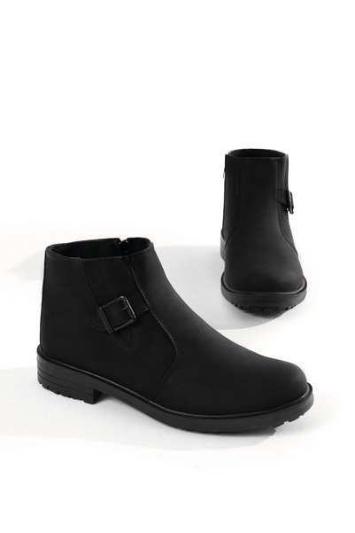 Men's Black Comfortable Zippered Boots
