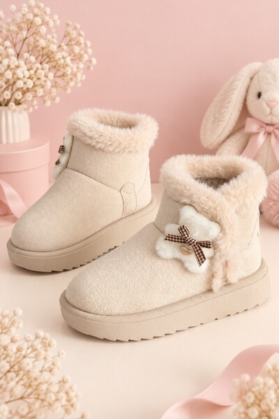 Toffe Winter Girls' Boots with Fur Inside and Bow Detail