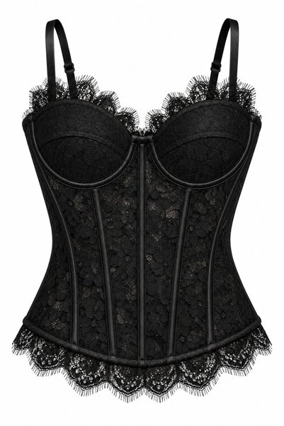 Black Lace Underwire Bustier - 1290
