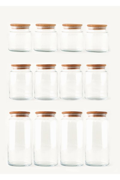Joye Set of 12 Jars with Wooden Lids