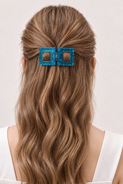 Rectangular Shaped Magnetic Blue Hair Clip