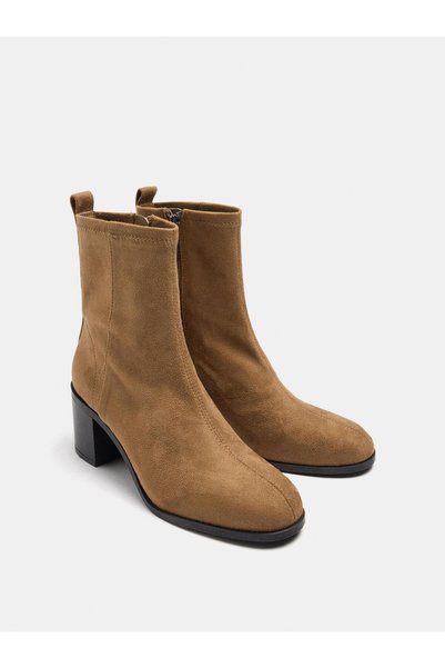 Women's Wide Heeled Suede Look Ankle Boots