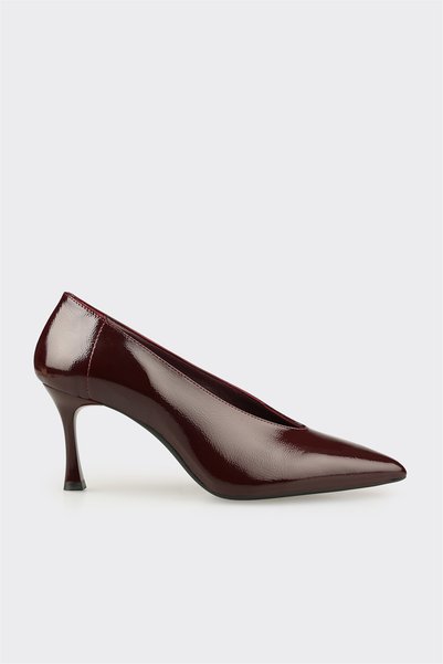 Burgundy Leather Women's Stiletto