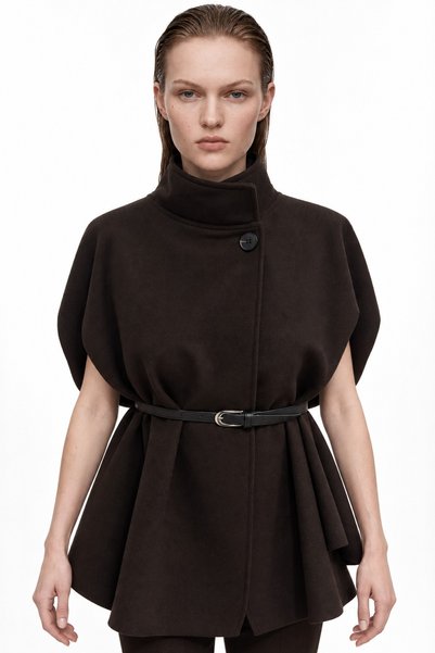 Belt detailed boucle stamp poncho
