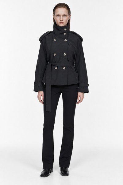 Women's Short Trench Coat Double Button Jacket