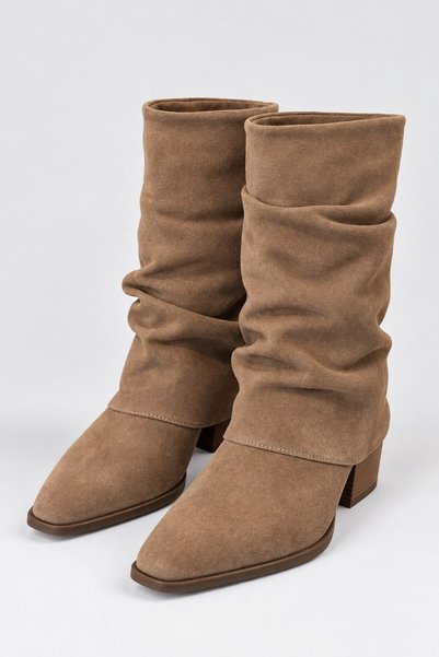 Mink Suede Women's Suede Textured Drawstring Boots