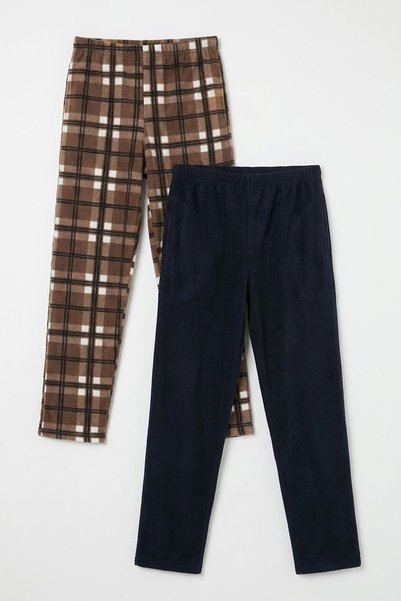Elastic Waist Flat Leg Ultra Soft Fleece 2-Pack Pajama Bottoms Men's Pajama Bottoms 6098001S2