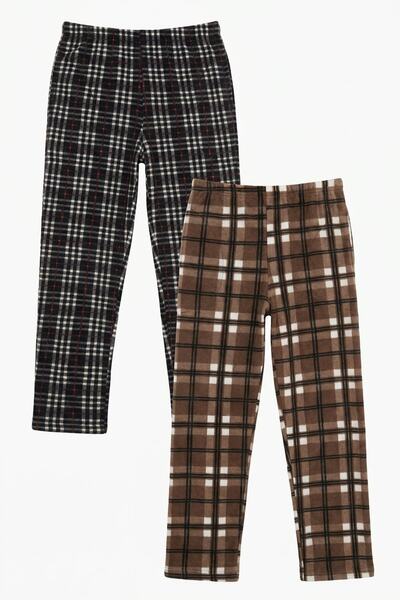 Elastic Waist Flat Leg Ultra Soft Fleece 2-Pack Pajama Bottoms Men's Pajama Bottoms 6098001S2