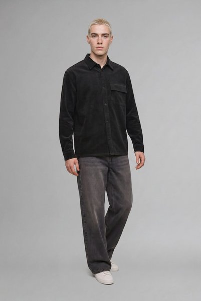 Boxy Fit Flap Pocket Cotton Long Sleeve Shirt H3936Ax26Wn