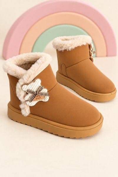 Toffe Winter Girls' Boots with Fur Inside and Bow Detail