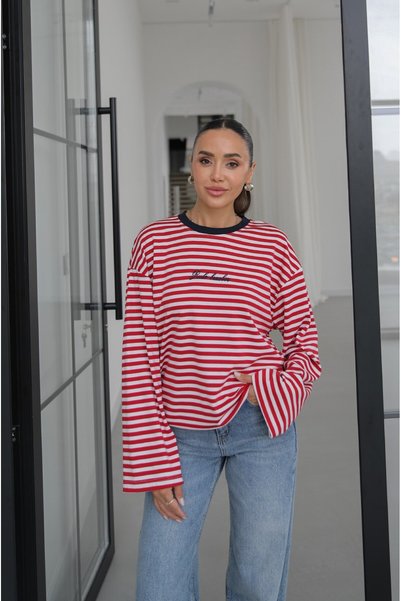 Red Rule Breaker Embroidered Sweatshirt