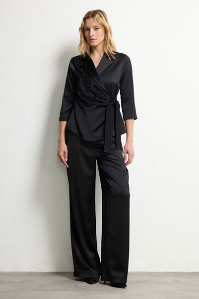 Black Elastic Waist Pocket Trousers