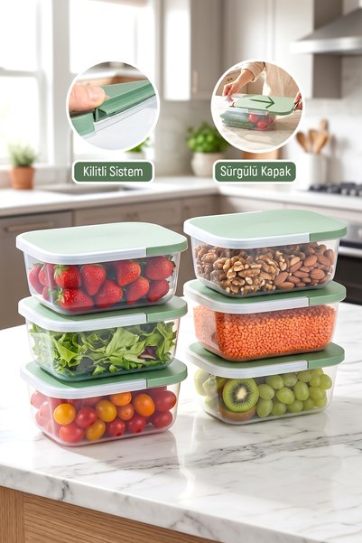 6-Piece 4500 ml Sliding Vacuum Storage Container Freezer Compatible